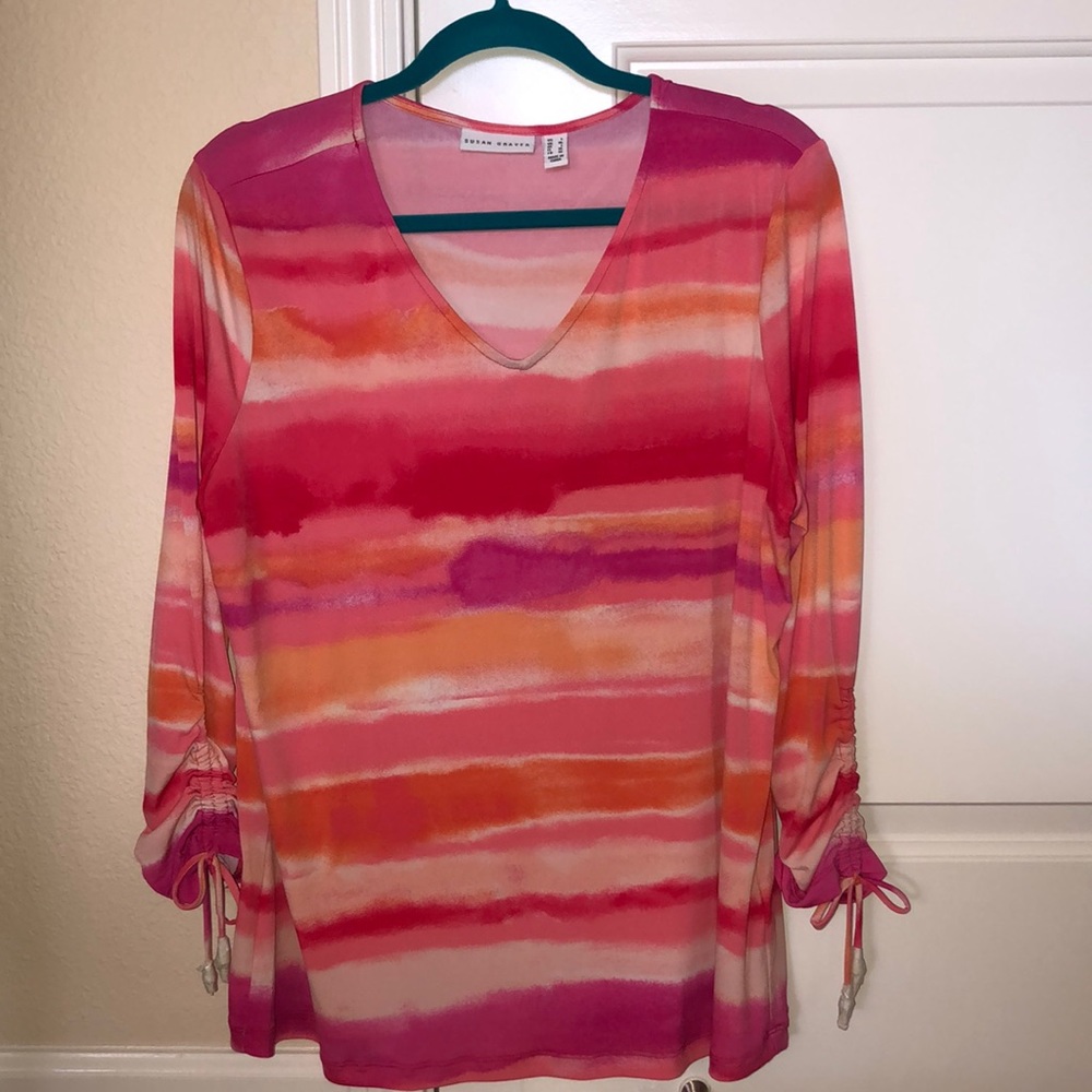 Susan Graver tunic length blouse. Multi-colored
